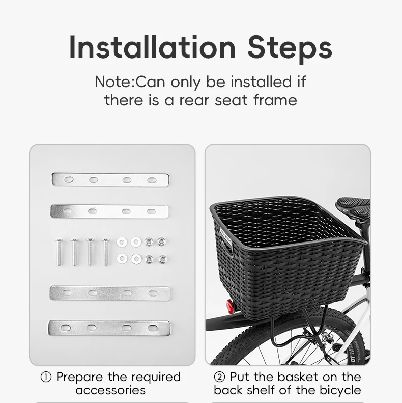 ROCKBROS Rear Bike Basket Large Capacity With Telescopic Cover Pets Bicycle Basket Fits for Most Rear Bike Rack Anti-squeeze