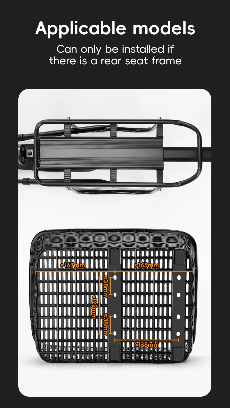 ROCKBROS Rear Bike Basket Large Capacity With Telescopic Cover Pets Bicycle Basket Fits for Most Rear Bike Rack Anti-squeeze