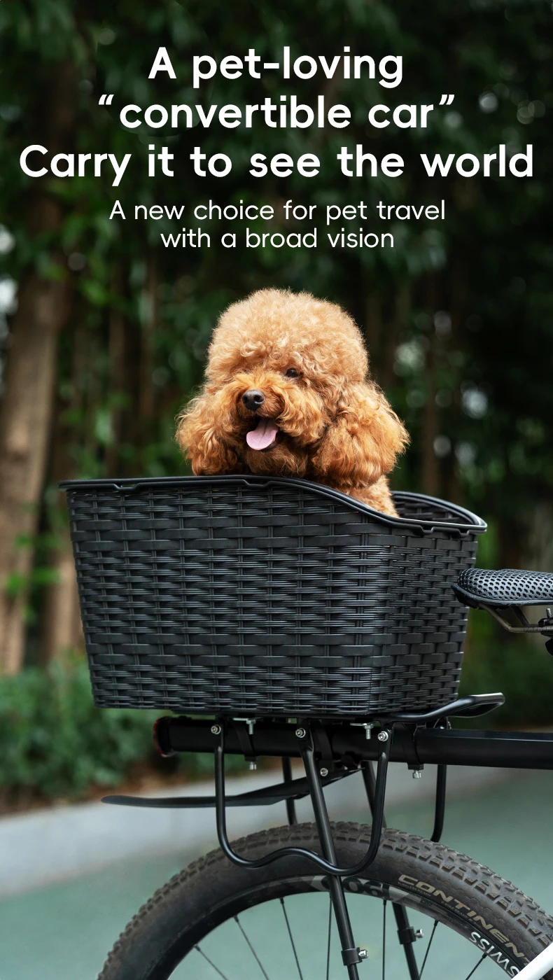 ROCKBROS Rear Bike Basket Large Capacity With Telescopic Cover Pets Bicycle Basket Fits for Most Rear Bike Rack Anti-squeeze