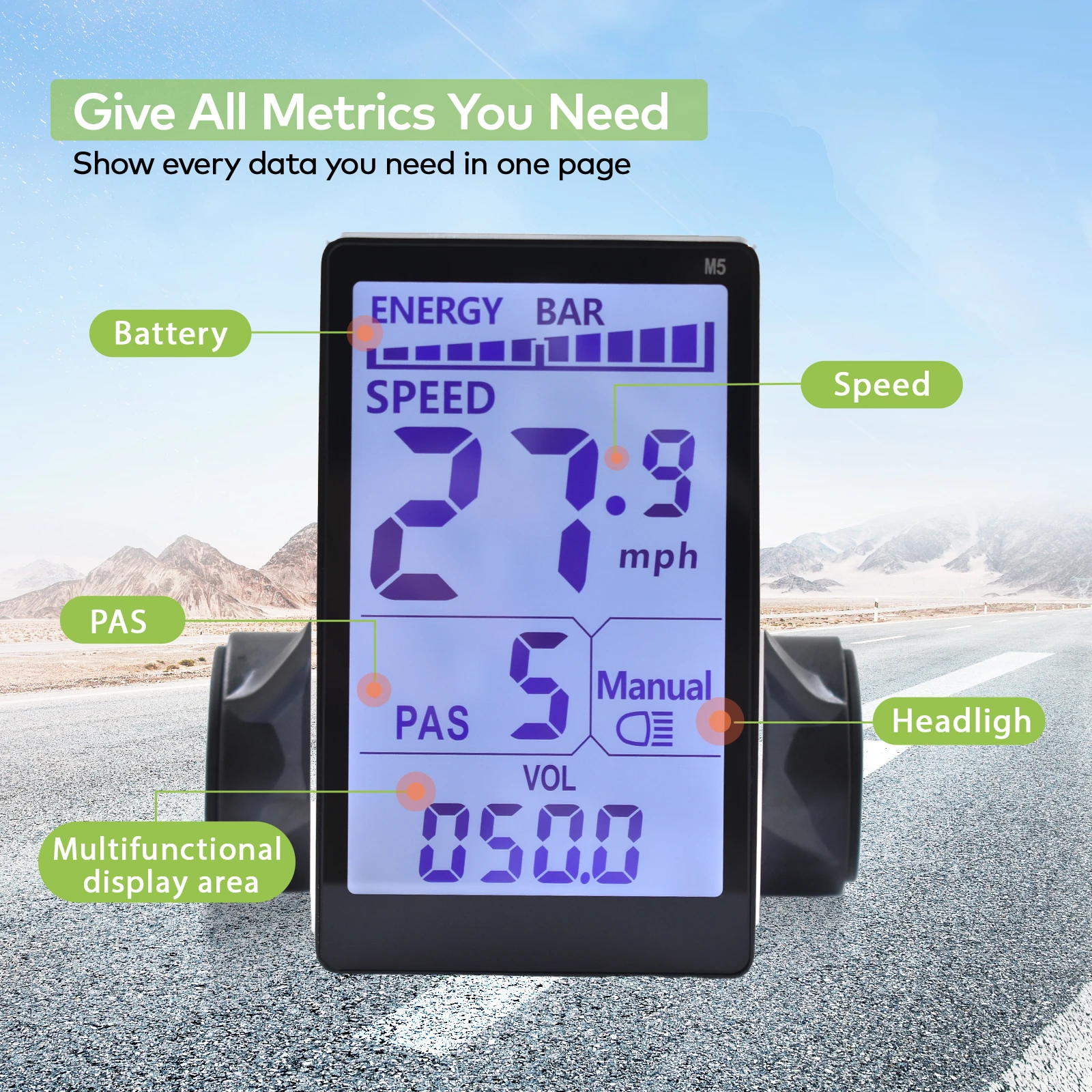 M5 Electric Bike Controller 24V/36V/48V Waterproof EBike Parts Cycling Computer LCD Display Panel E-scooter Meter Control