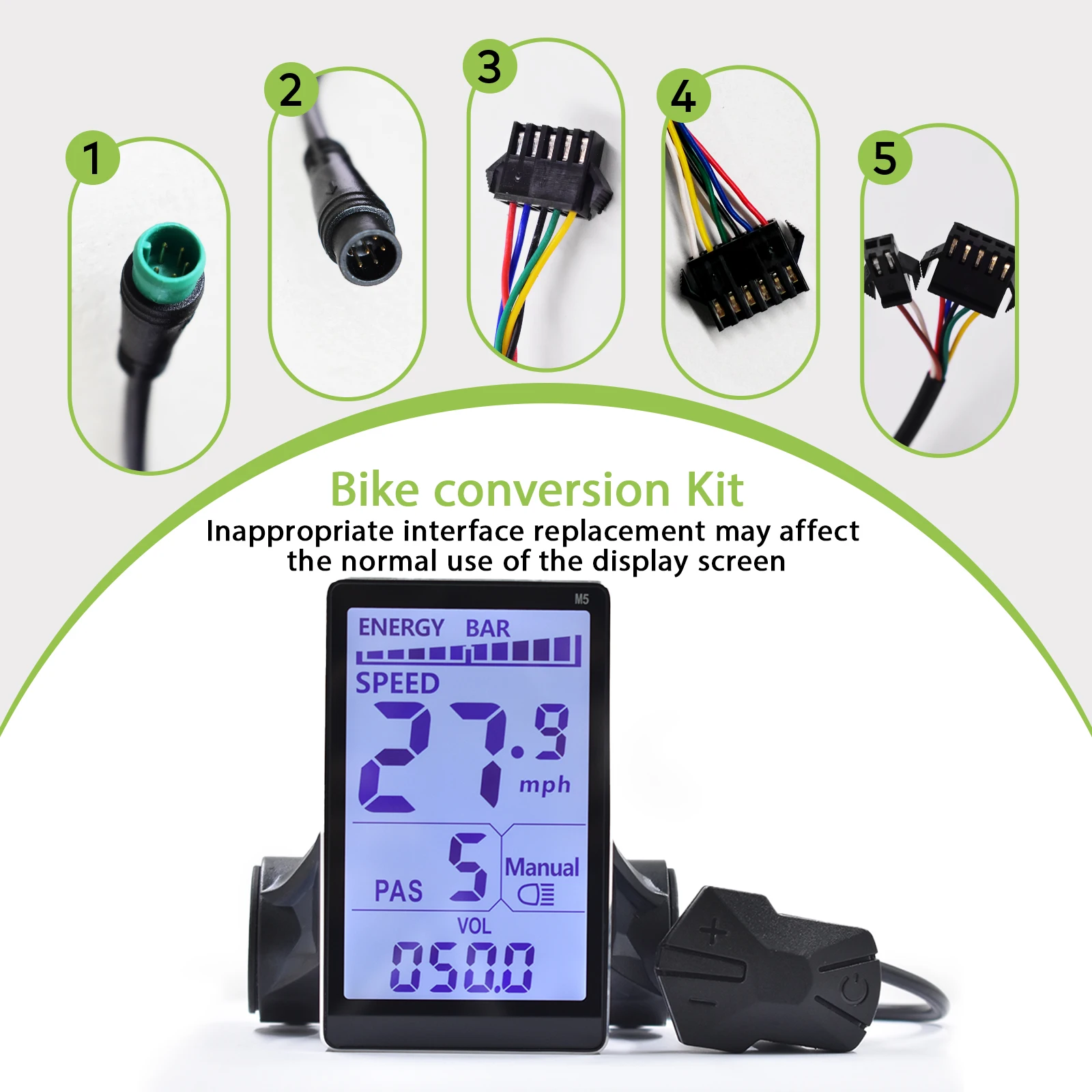 M5 Electric Bike Controller 24V/36V/48V Waterproof EBike Parts Cycling Computer LCD Display Panel E-scooter Meter Control