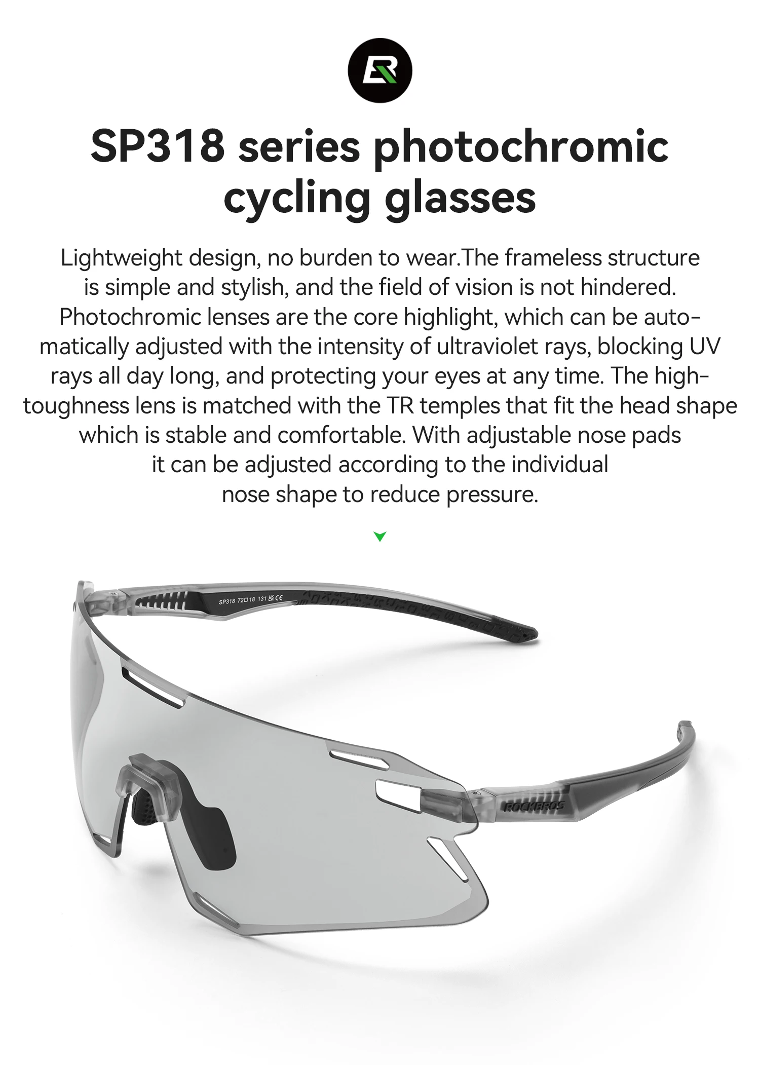 ROCKBROS Photochromic Glasses MTB Road Bike Cycling Sunglasses UV400 Protection Outdoor Riding Sports Bicycle Goggles Eyewear