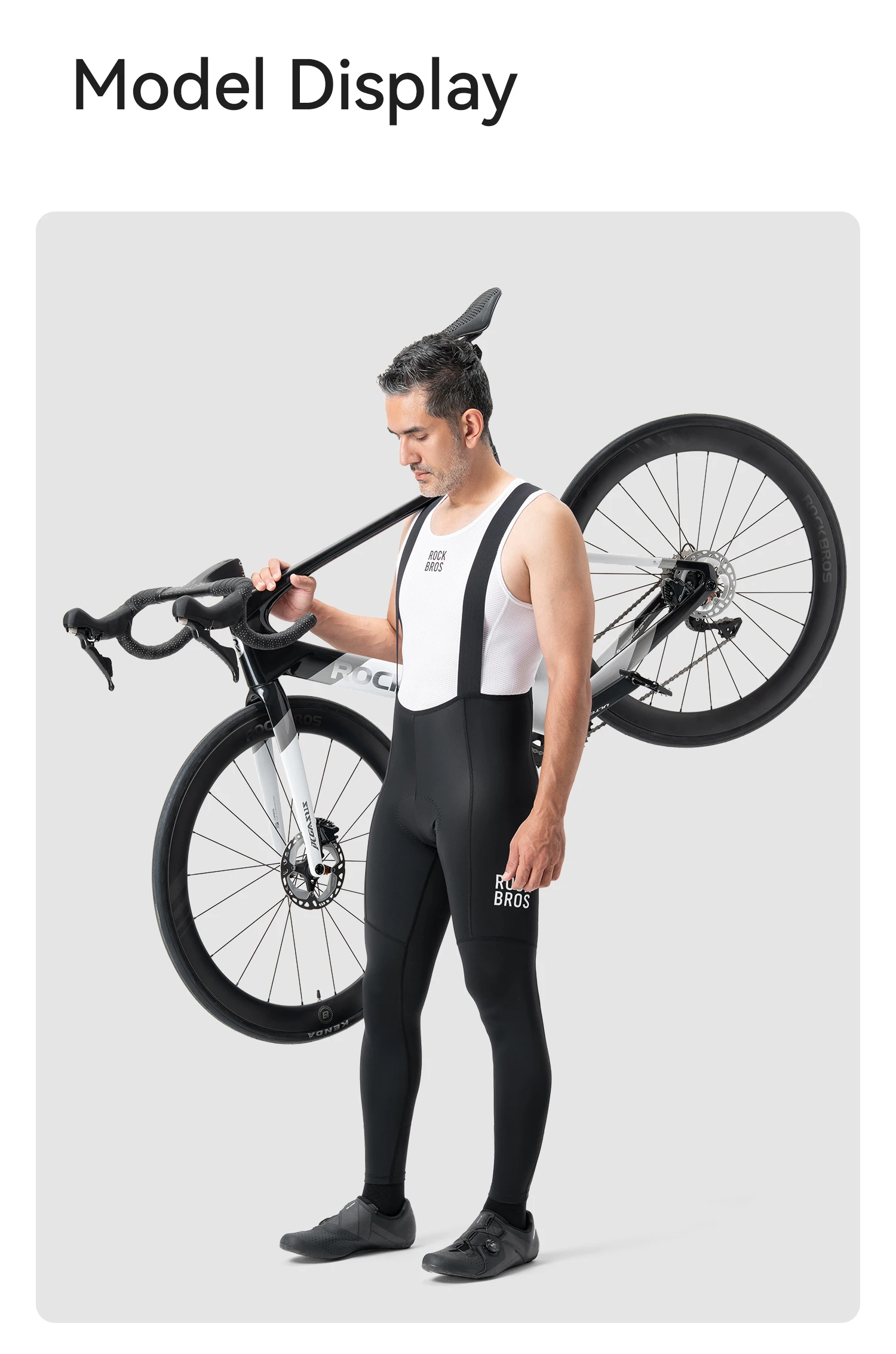 ROCKBROS Cycling Bib Pants Breathable Long Pants Road Bike Pants Bib Tights 3D Cushion Padded Shock Absorption Bicycle Pants