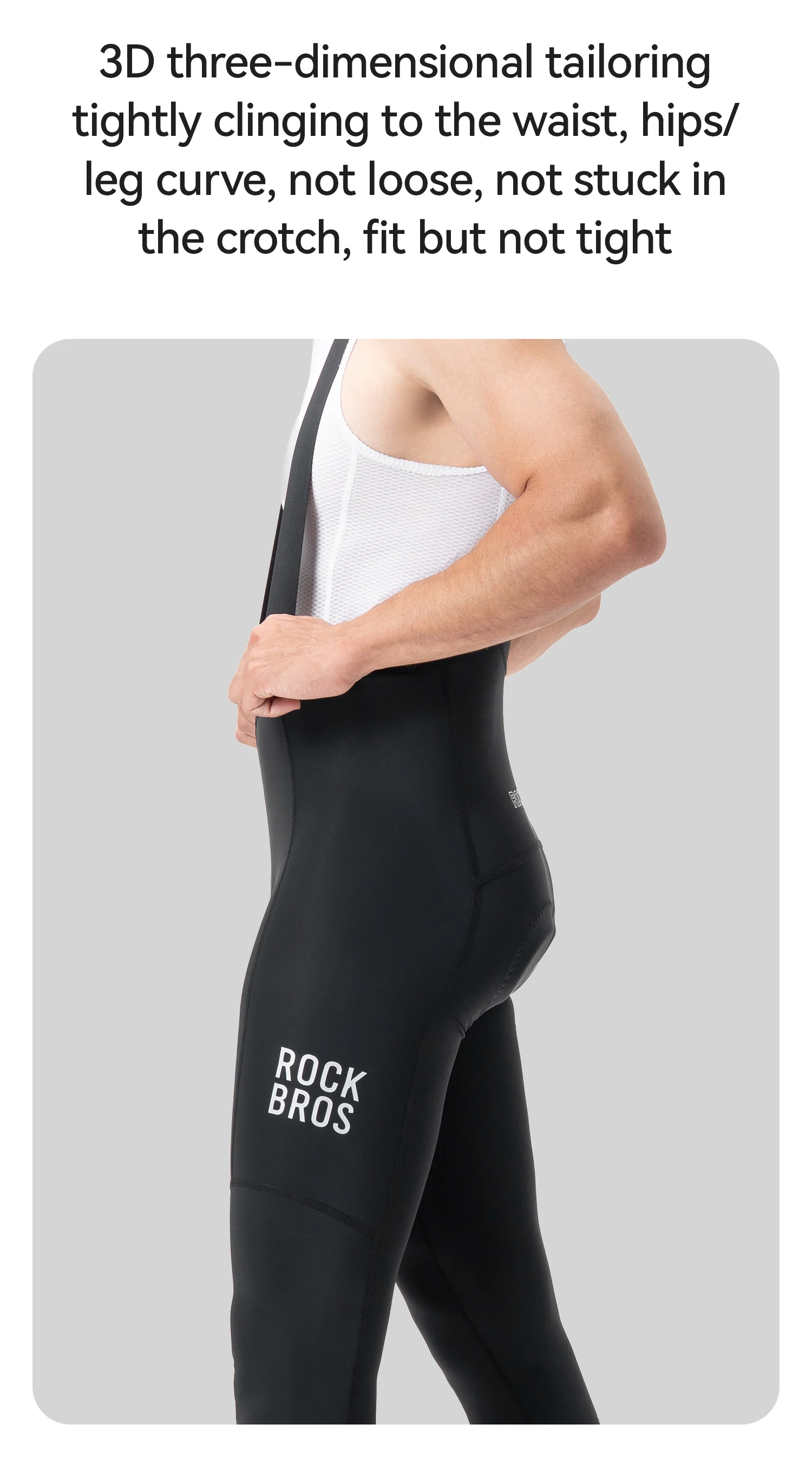 ROCKBROS Cycling Bib Pants Breathable Long Pants Road Bike Pants Bib Tights 3D Cushion Padded Shock Absorption Bicycle Pants