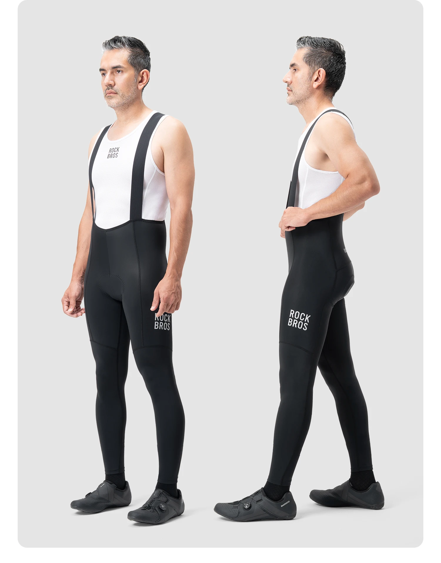 ROCKBROS Cycling Bib Pants Breathable Long Pants Road Bike Pants Bib Tights 3D Cushion Padded Shock Absorption Bicycle Pants