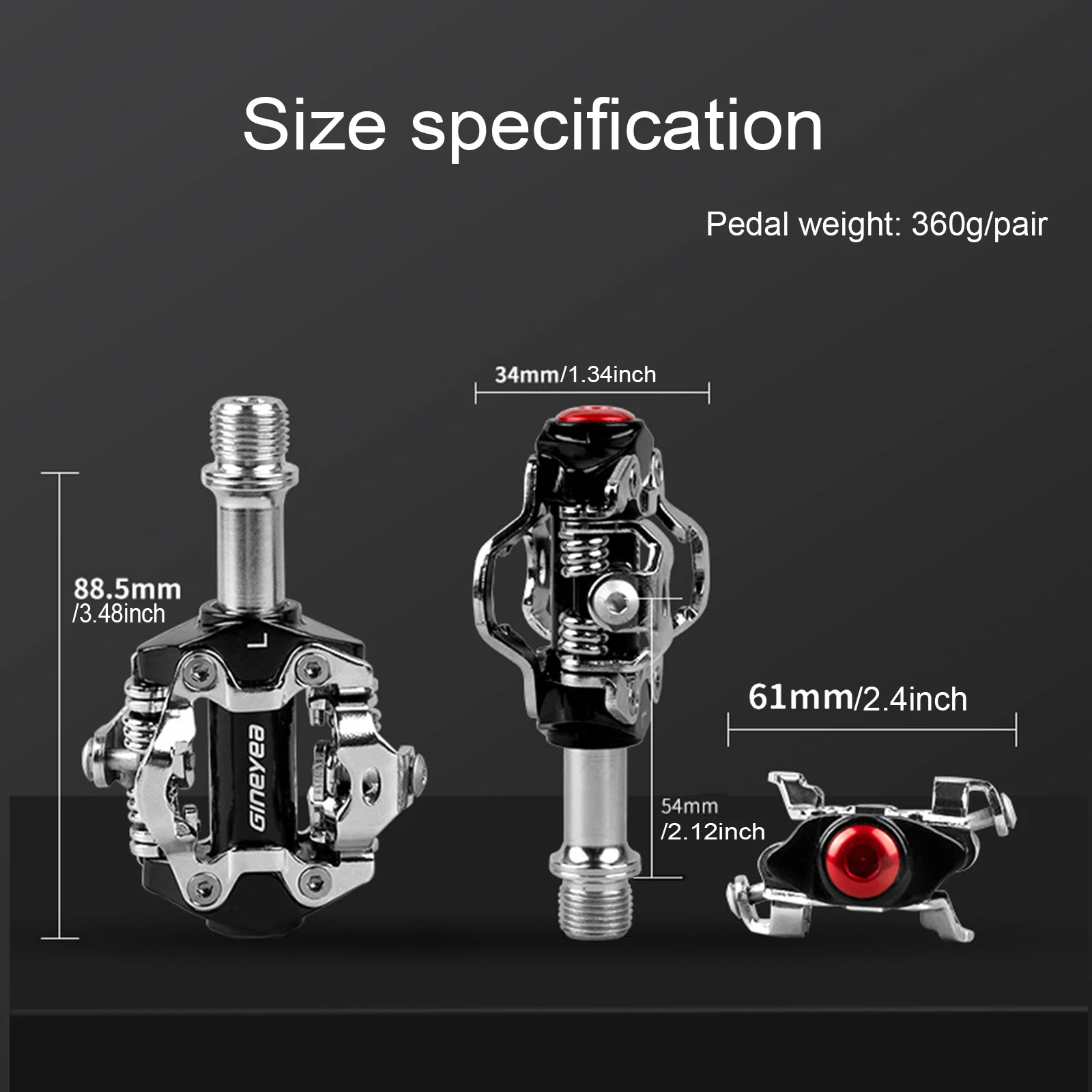 GINEYEA Bicycle Clipless Pedals, MTB Bike Road Bike Seal Bearing Pedals Compatible with SPD