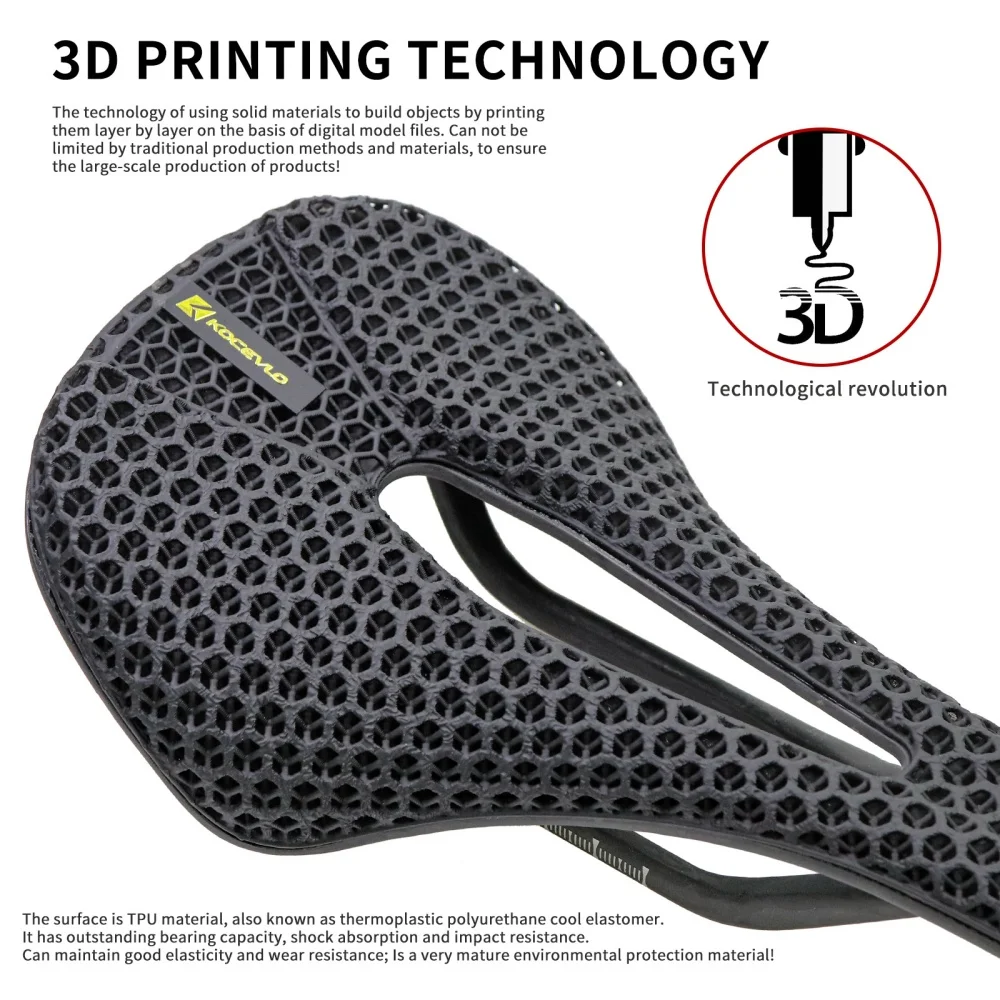 KOCEVLO 3D Printed Carbon Bicycle Saddle for XC Road Gravel MTB Off-Road Bike Cycling Parts 235x140MM