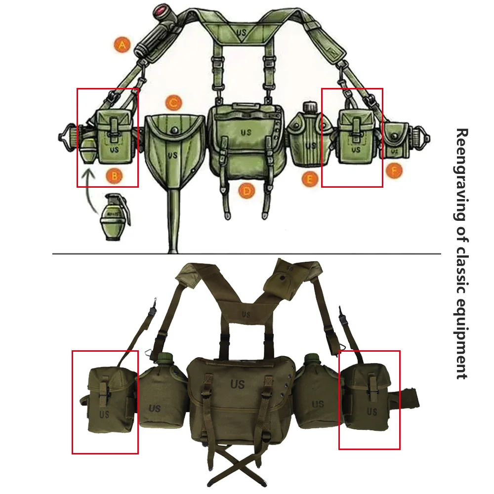 WW2 M1956 Equipment Pack American Soldier Tactical Vietnam War Equipment Combination A Pair Retro M1956 Pack