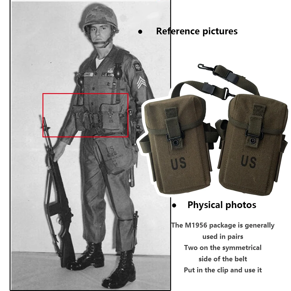 WW2 M1956 Equipment Pack American Soldier Tactical Vietnam War Equipment Combination A Pair Retro M1956 Pack