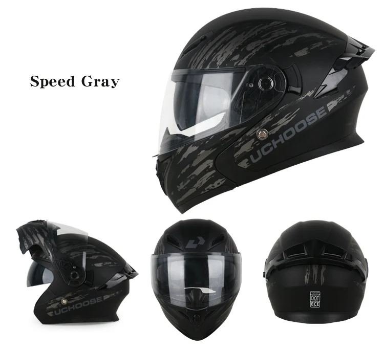 DOT Uchoose Approved Helmets Crash Motorbike Protective Gear Men Women Flip Up Helmet Motorcycle Visor Double Sun
