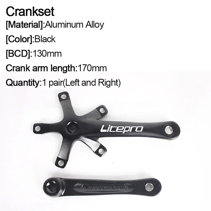 Litepro 130BCD Bicycle Crankset Aluminum Alloy Folding Bike Crankset 45T 47T 53T 56T 58T 130 BCD Road Bike Crank Set
