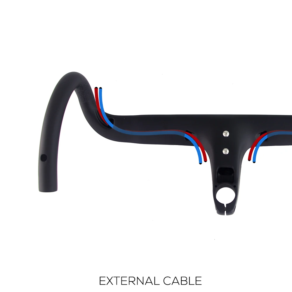 No Logo Road Bike Full Carbon Fiber Internal Cable Integrated Bicycle Handlebar Cockpit With Spacers, Clip Diameter 28.6mm,-10°