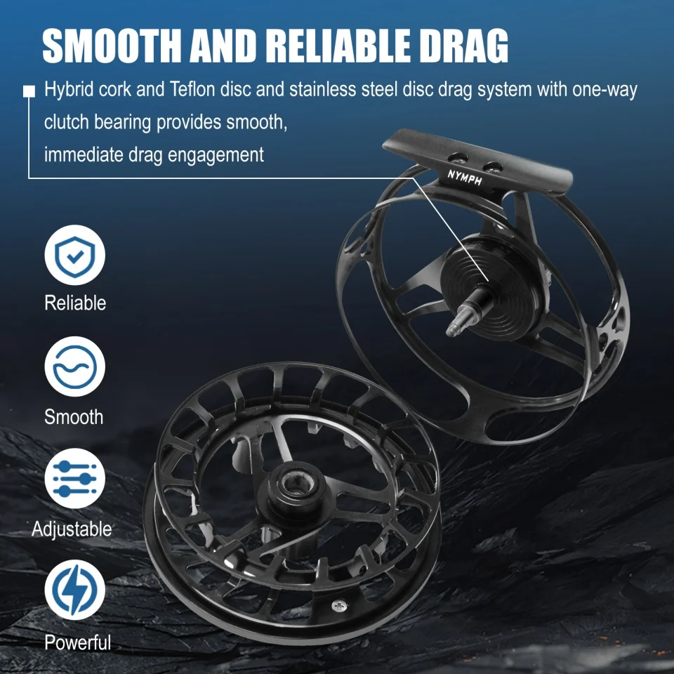 Maximumcatch AVID PRO Nymph 3/5wt Fly Fishing Reel with Full Frame Body Super Large Arbor Light Weight Fly Reel