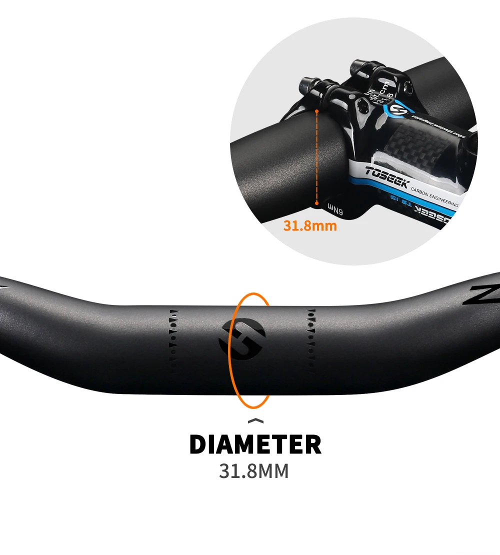 TOSEEK ZF-ONE Bicycle Handlebar 31.8mm Carbon Handlebars MTB Bike Handle Bar Parts 580/600/620/640/660/680/700/720/740/760mm