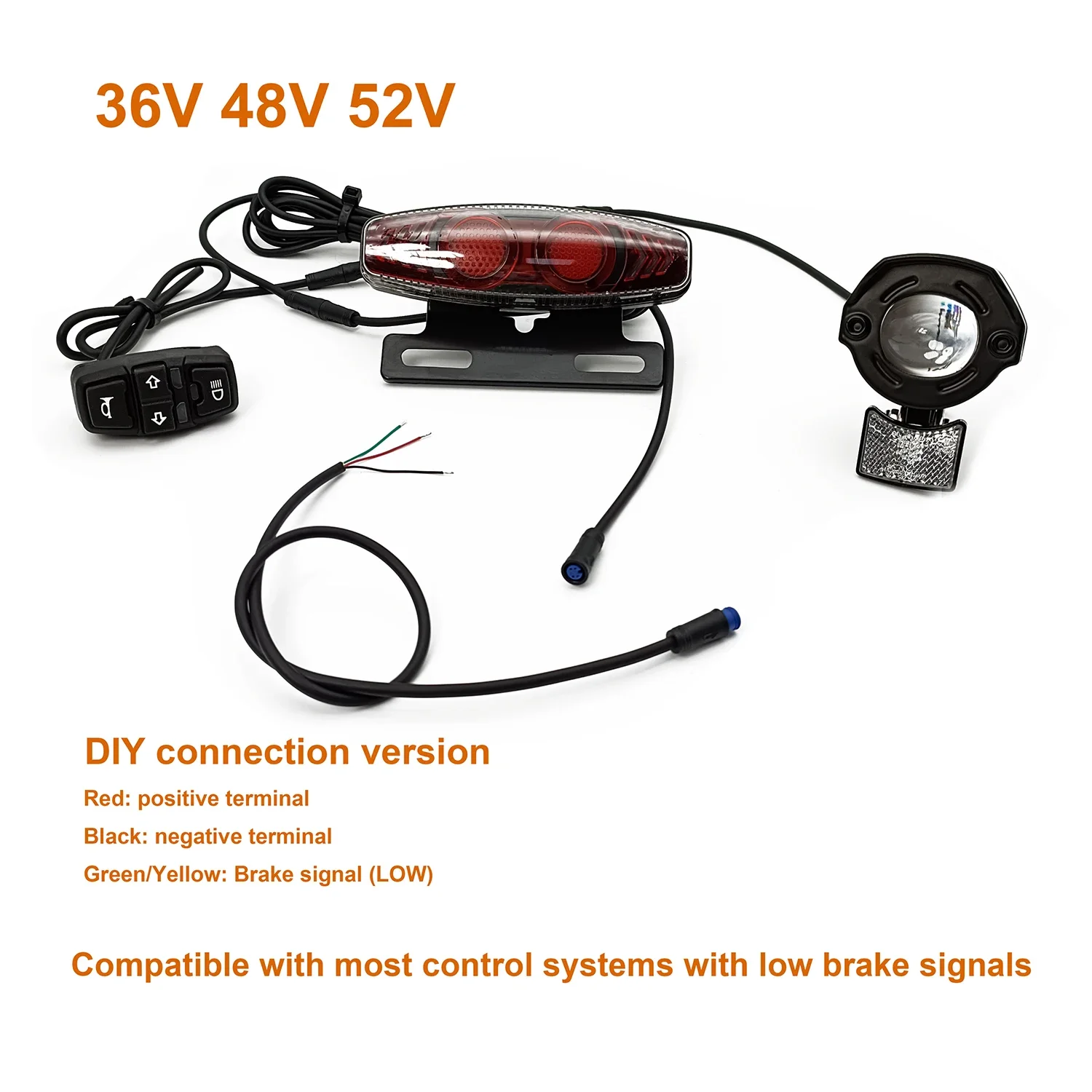LinHi Electric Bicycle Modified Bike Light Waterproof kit Universal 24V 36V 48V 60V BAFANG KUNTENG JULET Steering Brake lights
