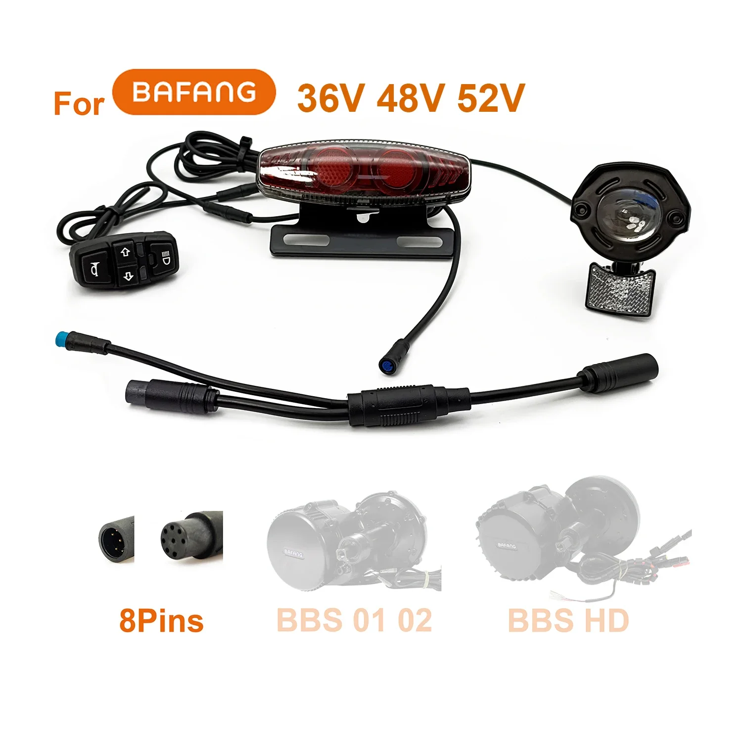 LinHi Electric Bicycle Modified Bike Light Waterproof kit Universal 24V 36V 48V 60V BAFANG KUNTENG JULET Steering Brake lights