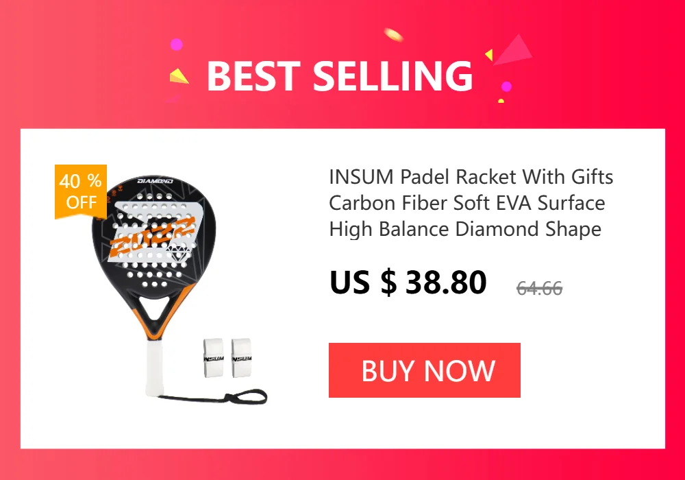 INSUM Padel Racket 2022 Carbon Fiber Soft EVA Surface High Balance Diamond Shape Sports Racket for Advanced Players Paddle