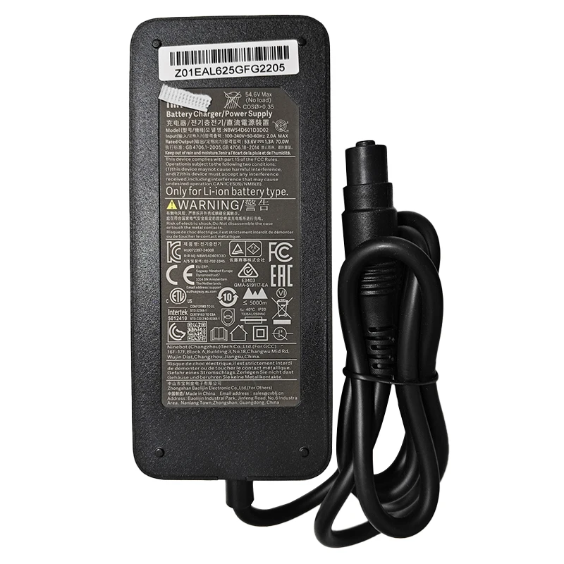 Original Charger Adapter for Segway ZT3 Pro Electric Scooter Parts Li-ion Battery Power Charger 53.6V 1.3A 70W Accessories