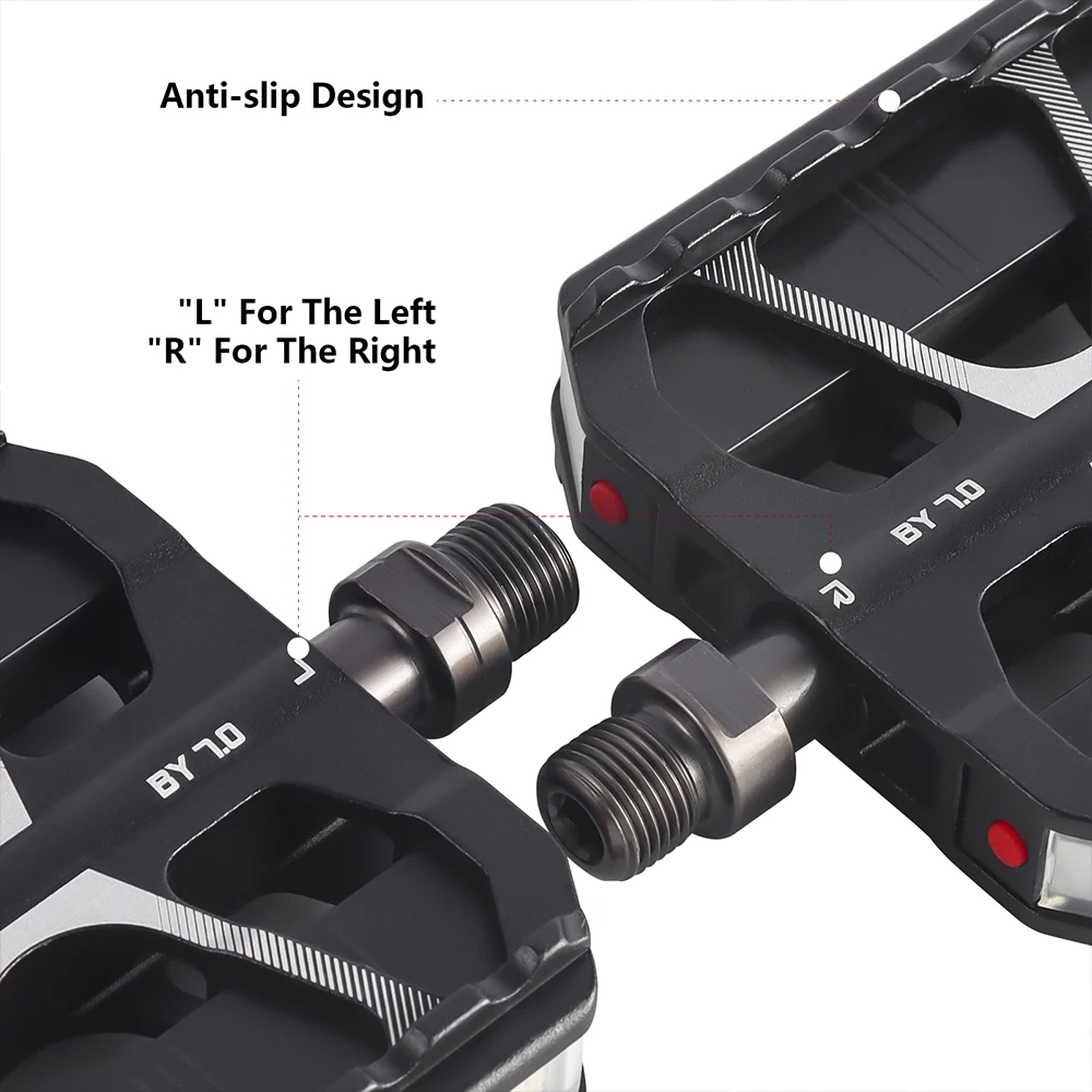 BOLANY MTB Ultralight Pedal Aluminum Alloy Anti-Slip Bicycle Widened Pedals with LED Light DU 3 Bearing Road Bike Accesorios