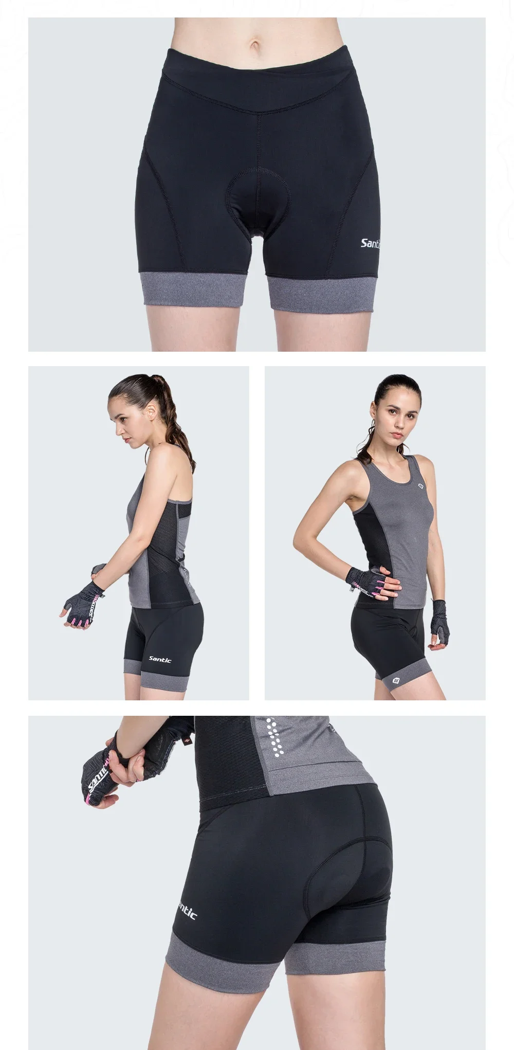 Santic Women's Biker Shorts 4D Padded Cycling Bicycle Shorts Breathable Reflective MTB Mountain Road Bike Sport Pants US/EU Size
