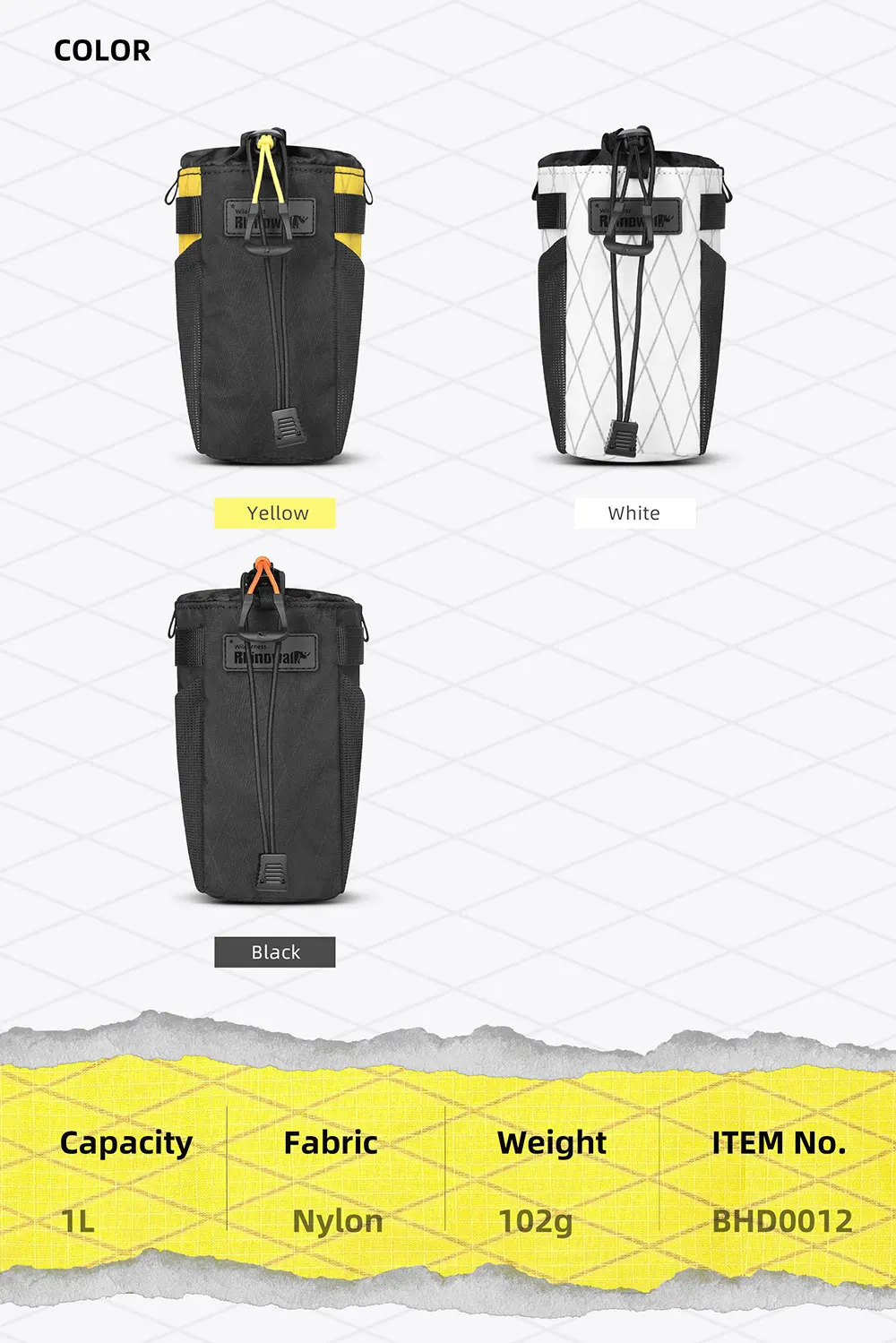 Rhinowalk Bicycle Water Bottle Bag, City Commuter Cycling Bag Bike Cycling Water Bottle Carrier Bike Bottle Holder