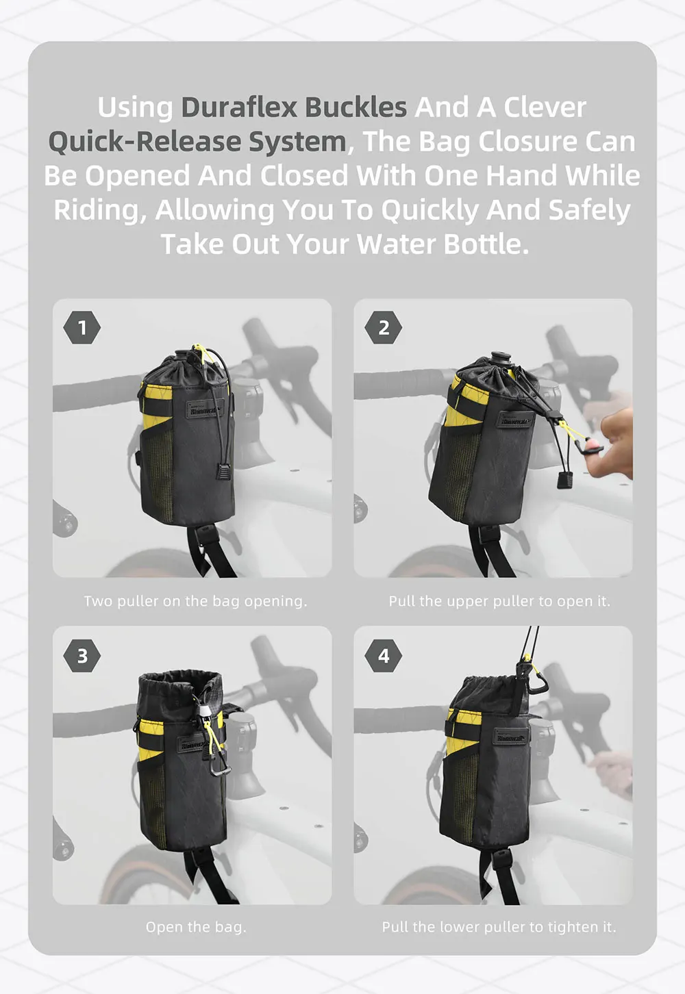 Rhinowalk Bicycle Water Bottle Bag, City Commuter Cycling Bag Bike Cycling Water Bottle Carrier Bike Bottle Holder