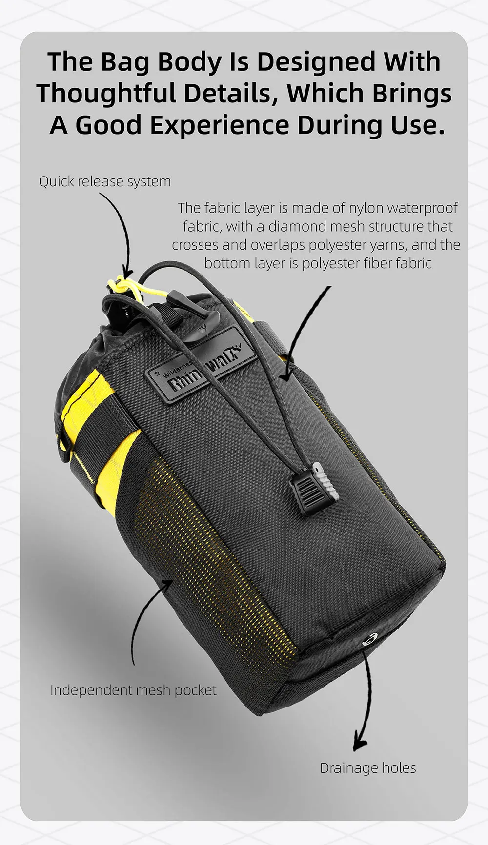 Rhinowalk Bicycle Water Bottle Bag, City Commuter Cycling Bag Bike Cycling Water Bottle Carrier Bike Bottle Holder
