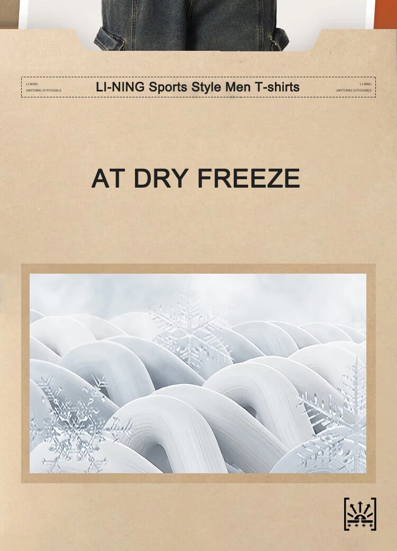 Li-Ning Men's Sports Style T-Shirt AT DRY FREEZE Reguler Fit 75%Cotton 25%Polyester LiNing Short Sleeve Tee Tops AHSV163