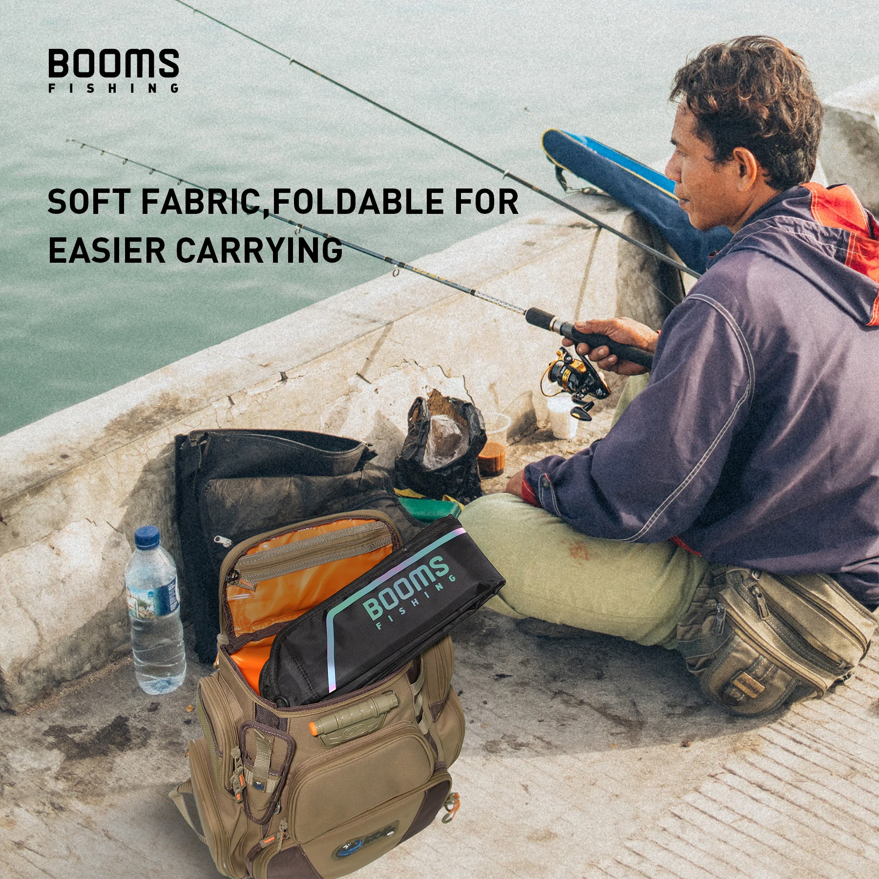 Booms Fishing PB3 Fishing Rod Bag Pole Storage Case 130 cm to 215 cm Folding Apply Fishing Tools Reel Rods Bags Cases