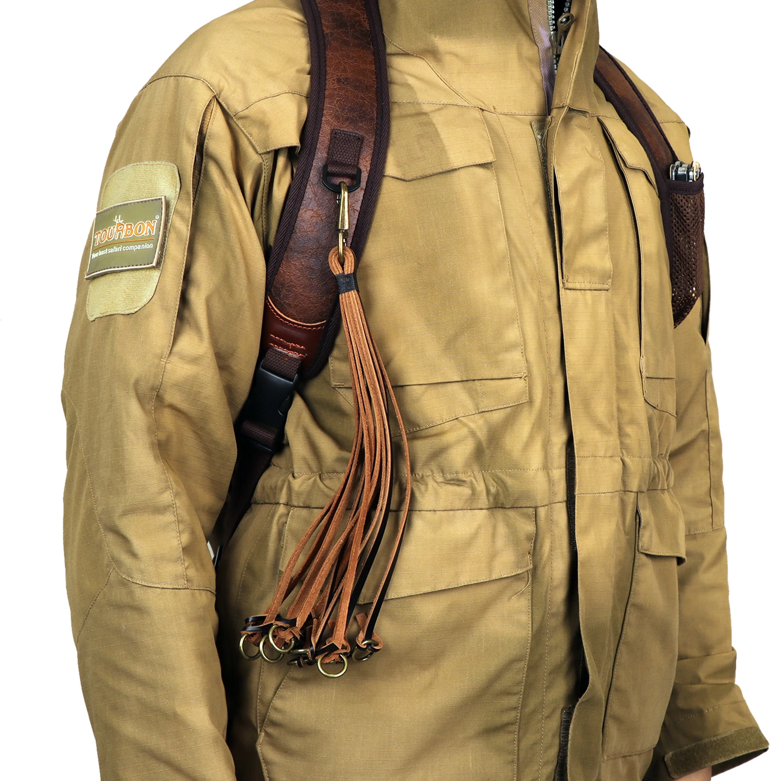 Tourbon Hunting Accessories Gun Double Shoulder Strap Rifle Carry Strap Padded Neoprene Rubberized Non-slip Brown