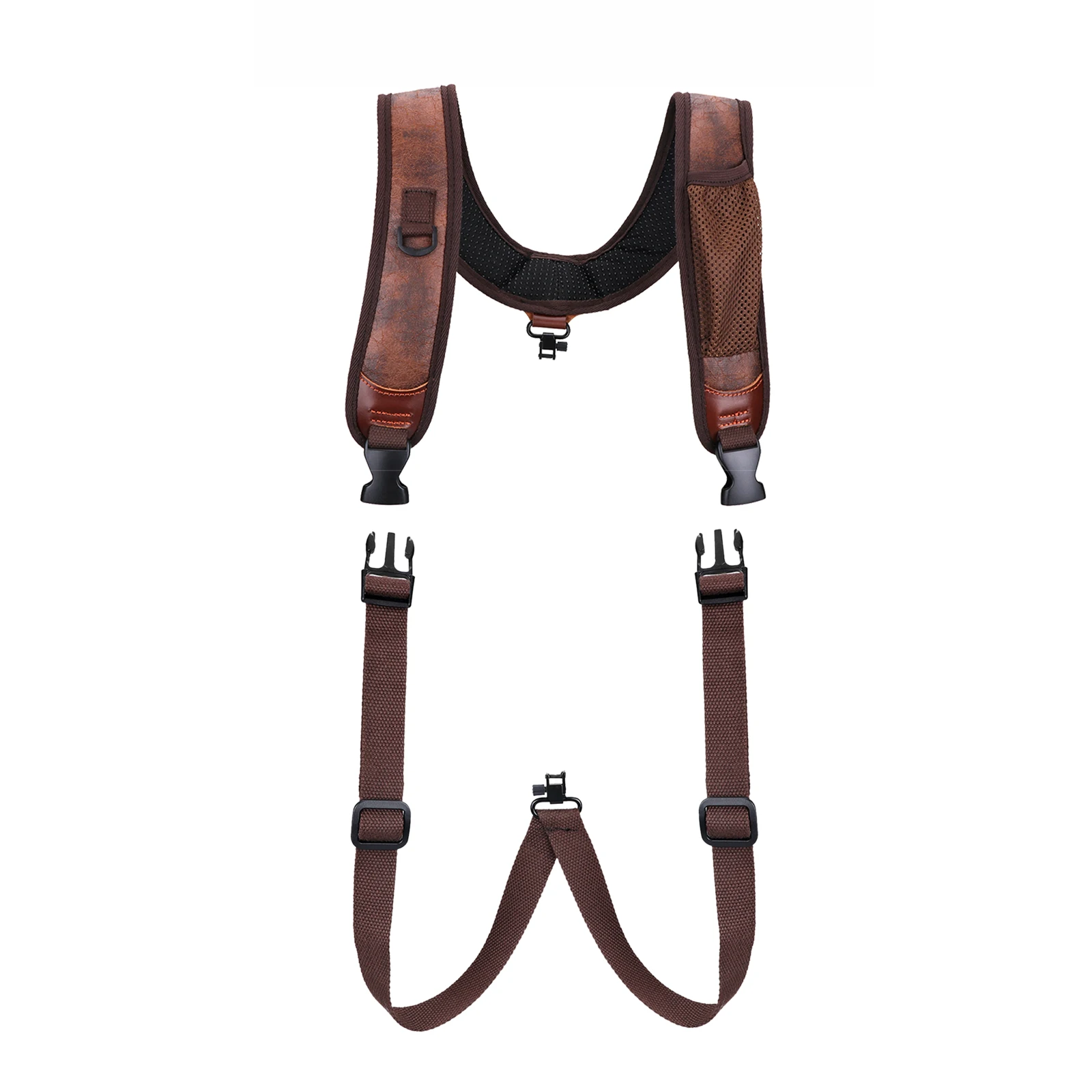 Tourbon Hunting Accessories Gun Double Shoulder Strap Rifle Carry Strap Padded Neoprene Rubberized Non-slip Brown