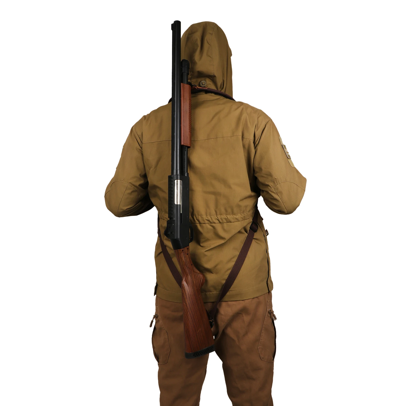 Tourbon Hunting Accessories Gun Double Shoulder Strap Rifle Carry Strap Padded Neoprene Rubberized Non-slip Brown