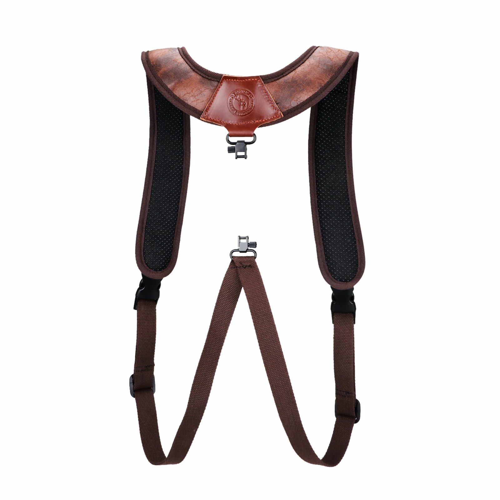 Tourbon Hunting Accessories Gun Double Shoulder Strap Rifle Carry Strap Padded Neoprene Rubberized Non-slip Brown