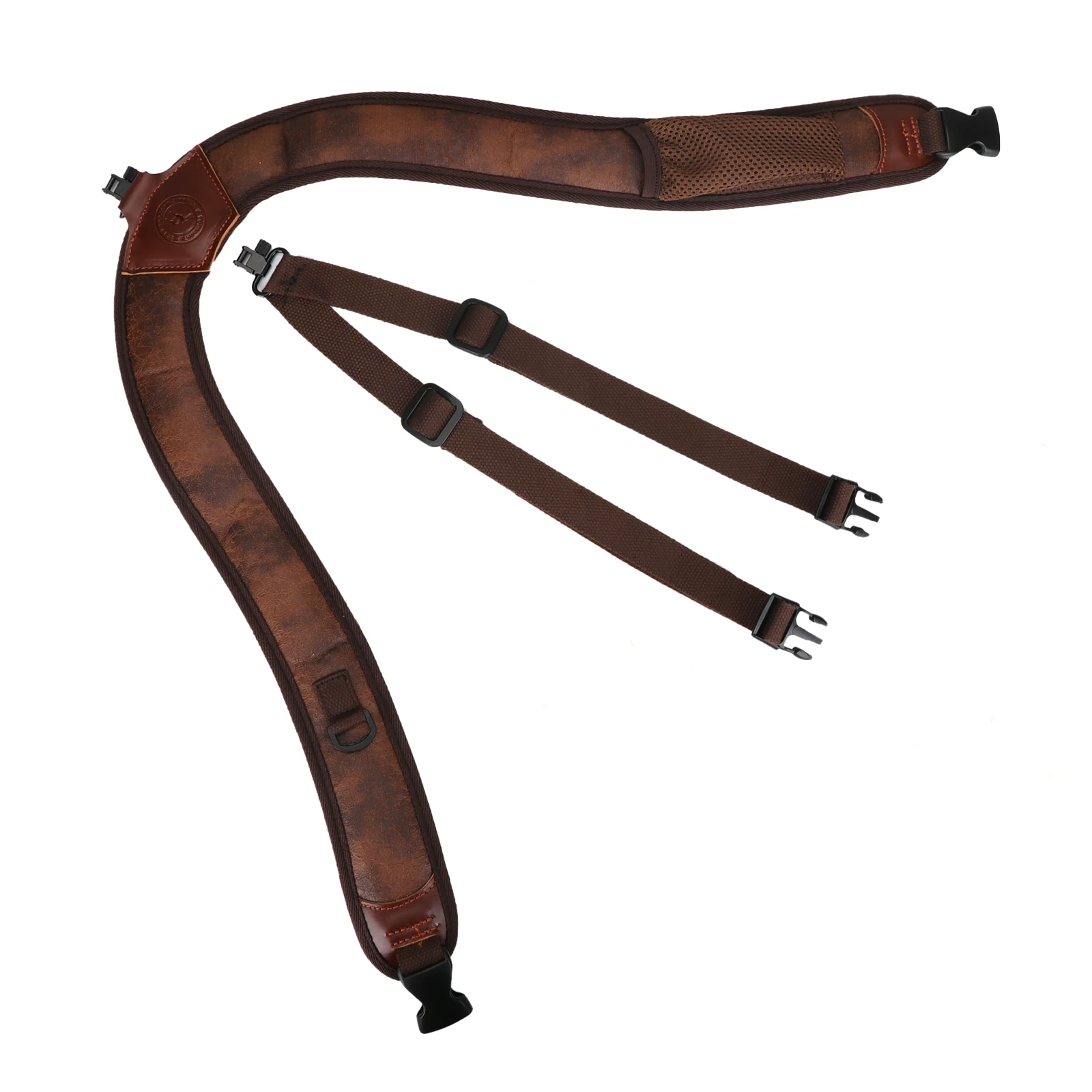Tourbon Hunting Accessories Gun Double Shoulder Strap Rifle Carry Strap Padded Neoprene Rubberized Non-slip Brown