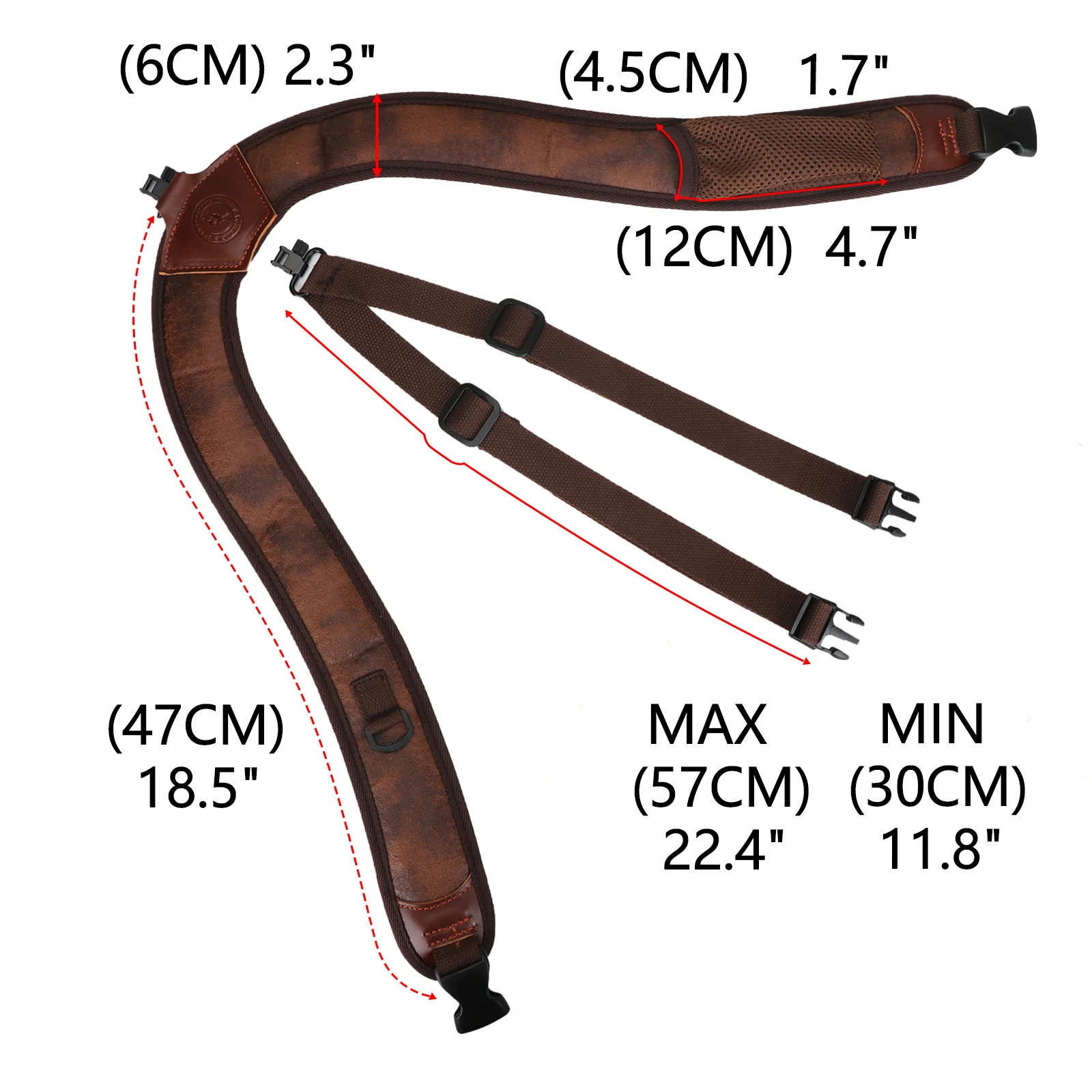 Tourbon Hunting Accessories Gun Double Shoulder Strap Rifle Carry Strap Padded Neoprene Rubberized Non-slip Brown