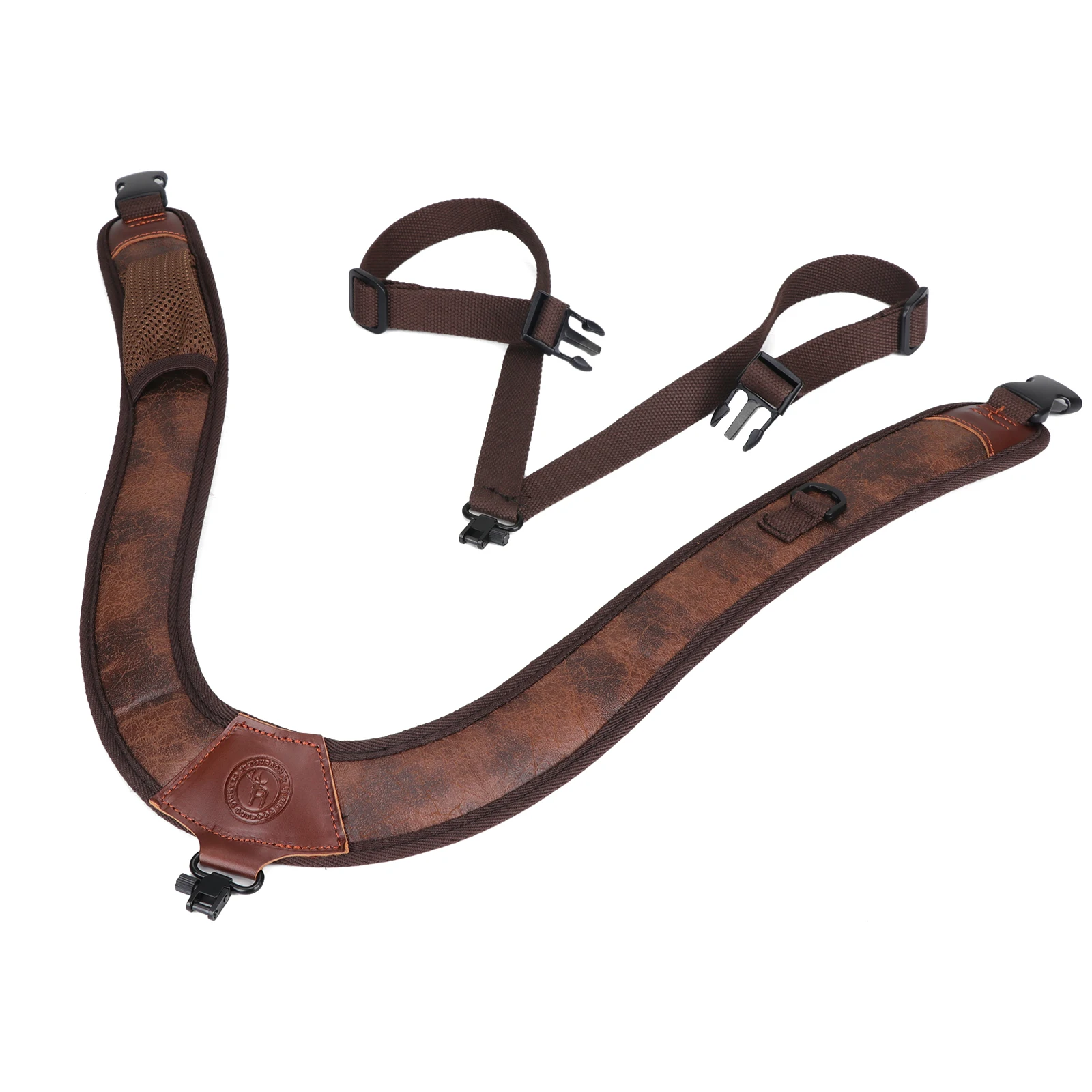 Tourbon Hunting Accessories Gun Double Shoulder Strap Rifle Carry Strap Padded Neoprene Rubberized Non-slip Brown