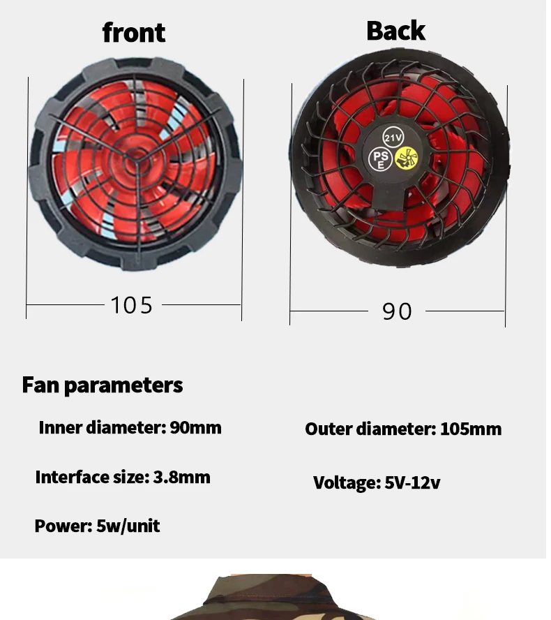 21v air conditioning clothes Cooling Fan Vest heat relief cooling clothing fan turbine cooling air conditioning fan battery set