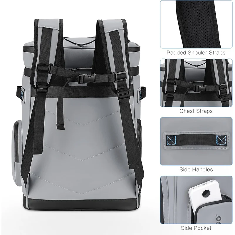 30L Waterproof Insulated Cooler Backpack for Men Women Leak Proof Cooler Rucksack for Camping Beach Fishing Picnic Travel Bag