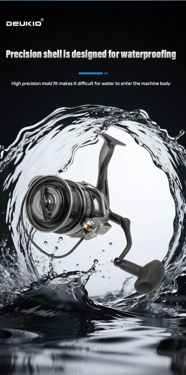 Spinning Fishing Reels Max Drag 12KG Powerful Big Spool Saltwater Freshwater Carp Fishing Reel 4500 5500 6500 7500 8500 Series