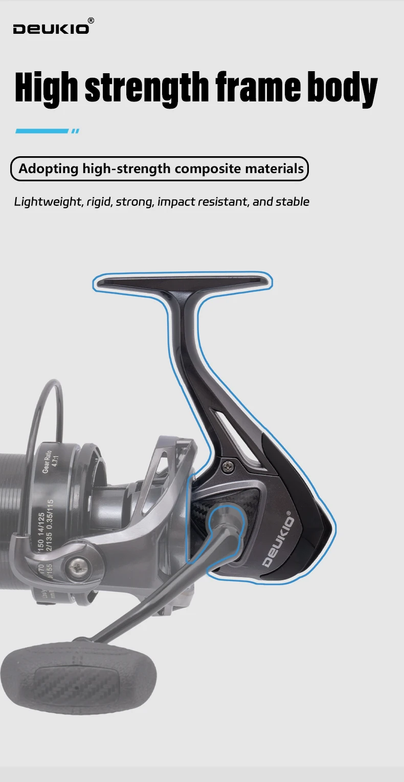 Spinning Fishing Reels Max Drag 12KG Powerful Big Spool Saltwater Freshwater Carp Fishing Reel 4500 5500 6500 7500 8500 Series