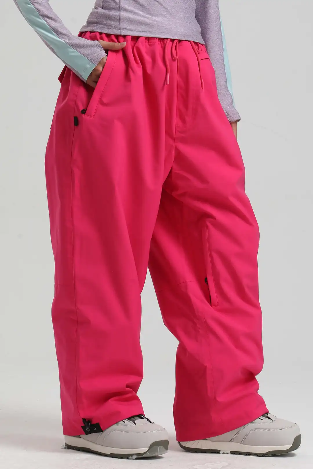 GSOU SNOW Super Baggy Snowboard Pants Winter Thermal Breathable Clothes Multi-pockets Men Loose Trousers Skiing Sports Britches