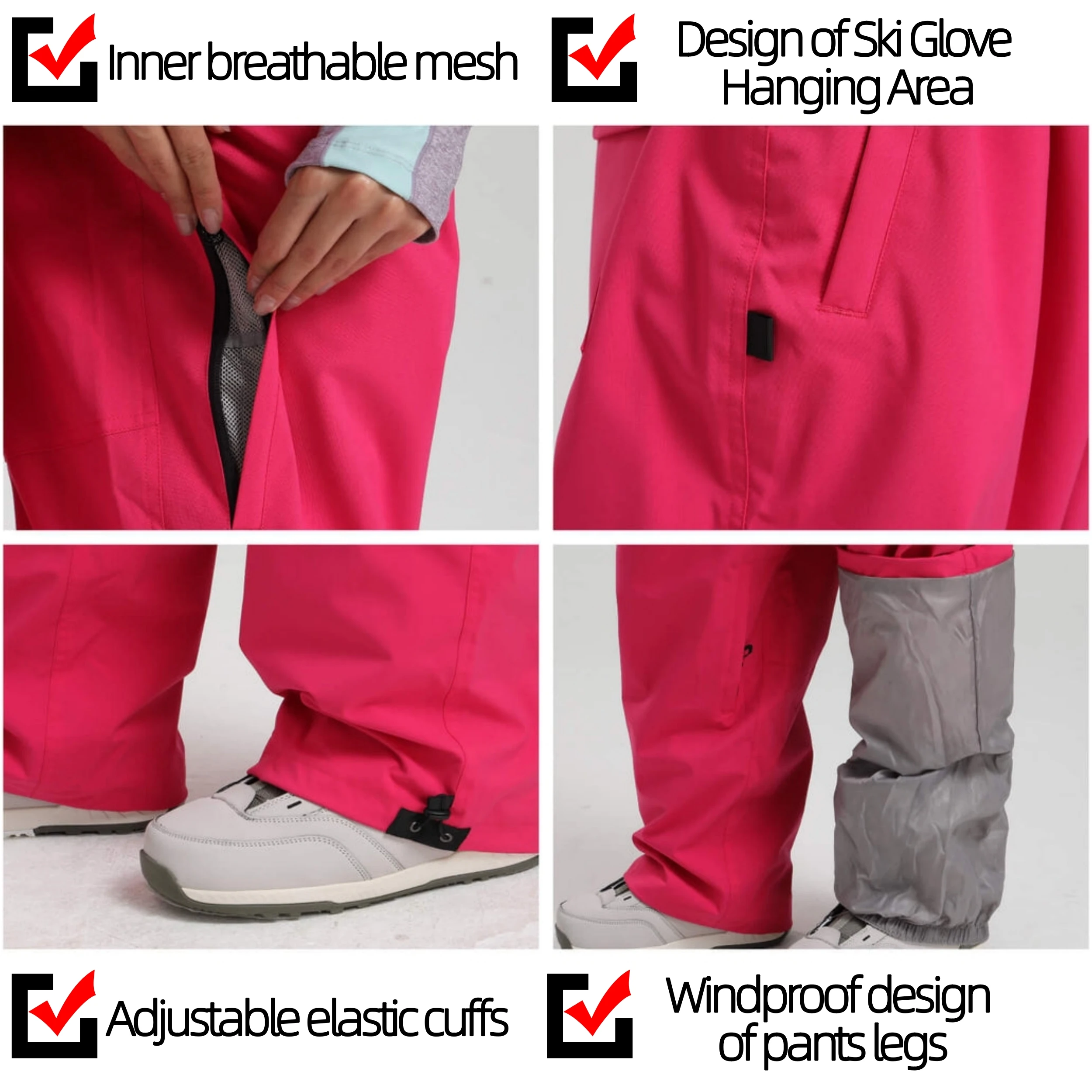 GSOU SNOW Super Baggy Snowboard Pants Winter Thermal Breathable Clothes Multi-pockets Men Loose Trousers Skiing Sports Britches