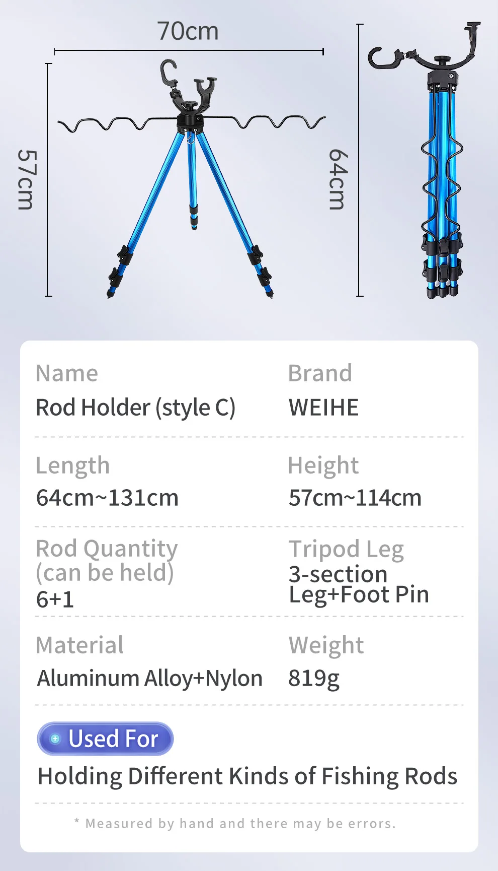 WEIHE 1pcs C# Fishing Rod Holder Telescopic Fishing Rod Bracket