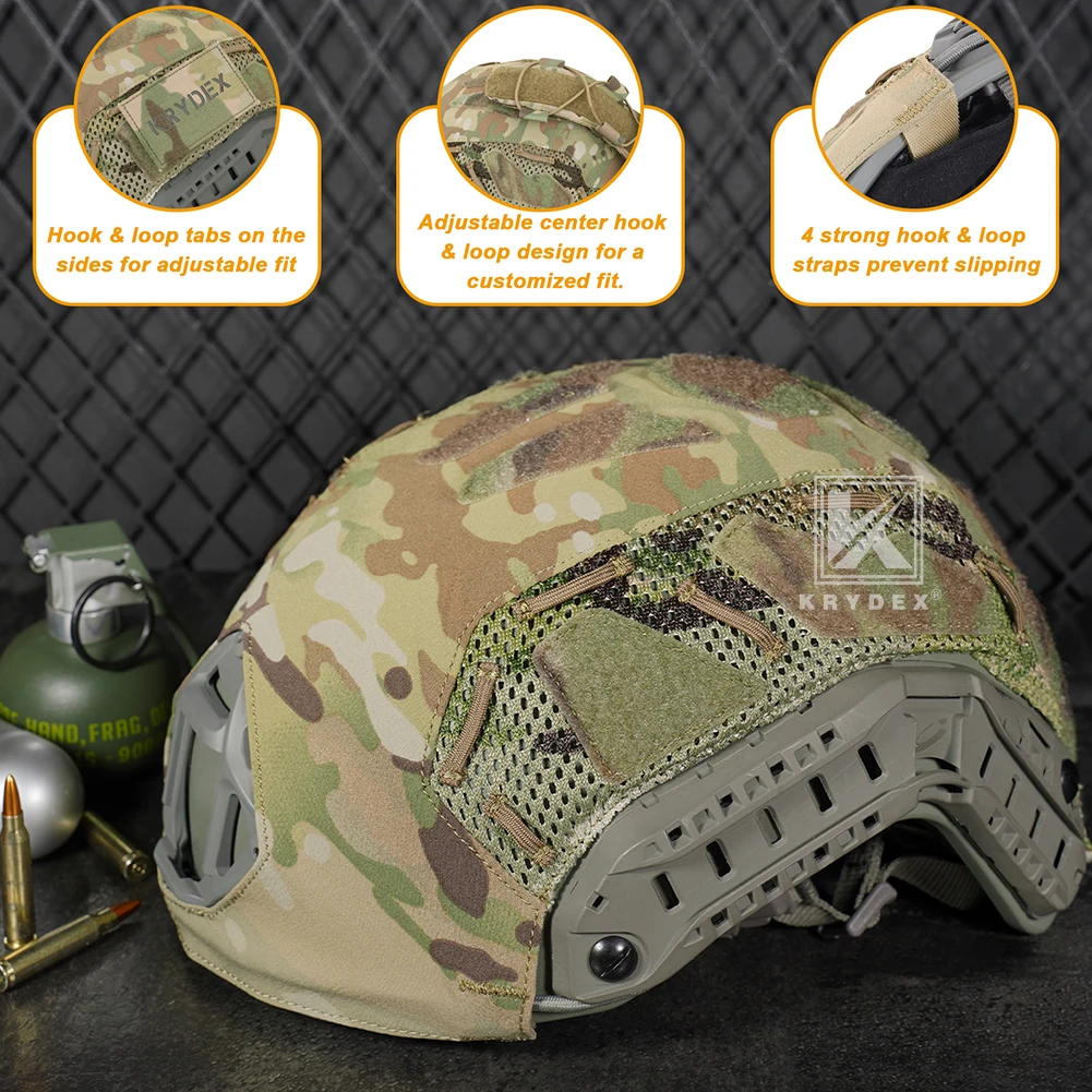 Krydex Tactical Helmet Cover for Fast Helmet Size M L XL Maritime Helmet, Airsoft Paintball Helmet Accessories