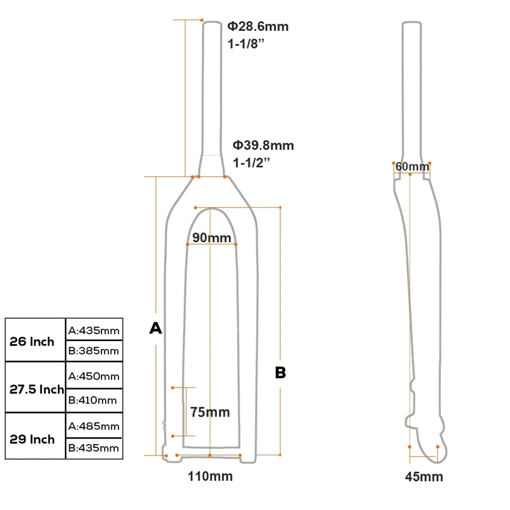 MTB Thru Axle Boost Fork 15*110mm Full Carbon Fiber Bike Front 26"/27.5"/29" Rigid Bicycle Fork Vertebra Tube Carbon Boo