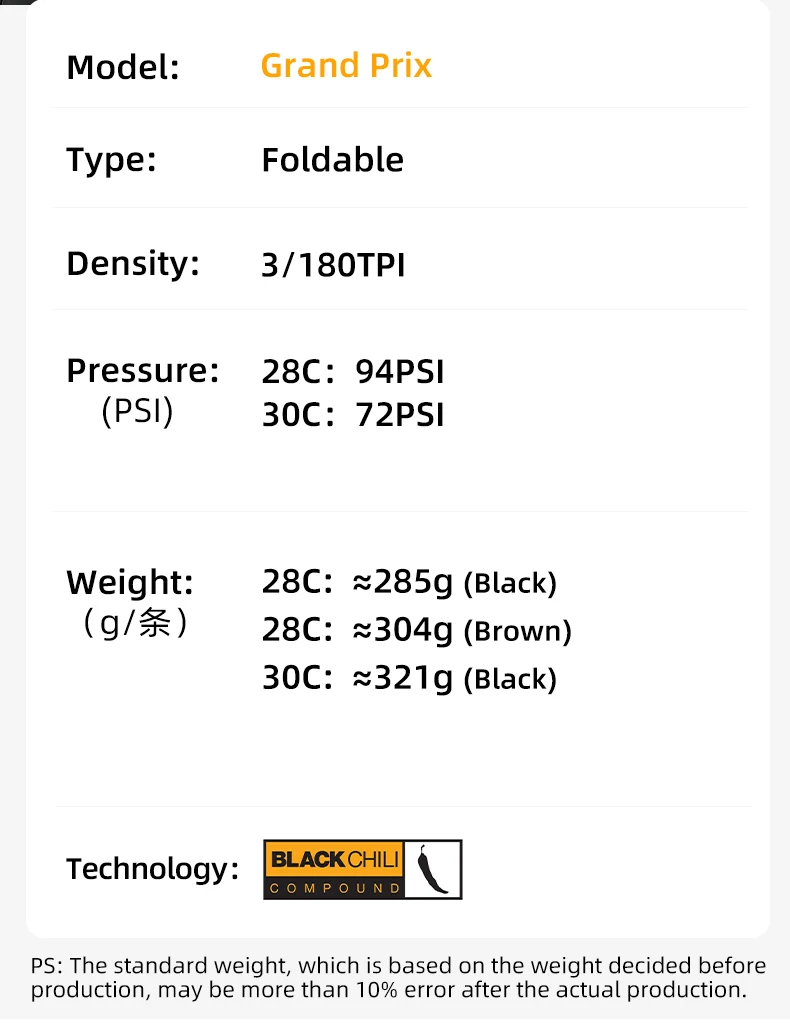 Continental Grand Prix Bicycle Road Tires 700c Tube Type Clincher Bike Tyre 700 X 28C/30C BlackChili Compound Bike Accessories
