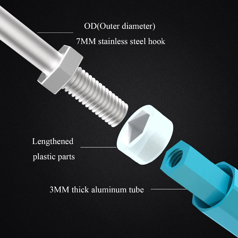 SANLIKE 2m Aluminium Telescopic Pole Stainless Steel Spear Hook Non-slip Rubber Grip with Safety Rope Fishing Tools Accessories