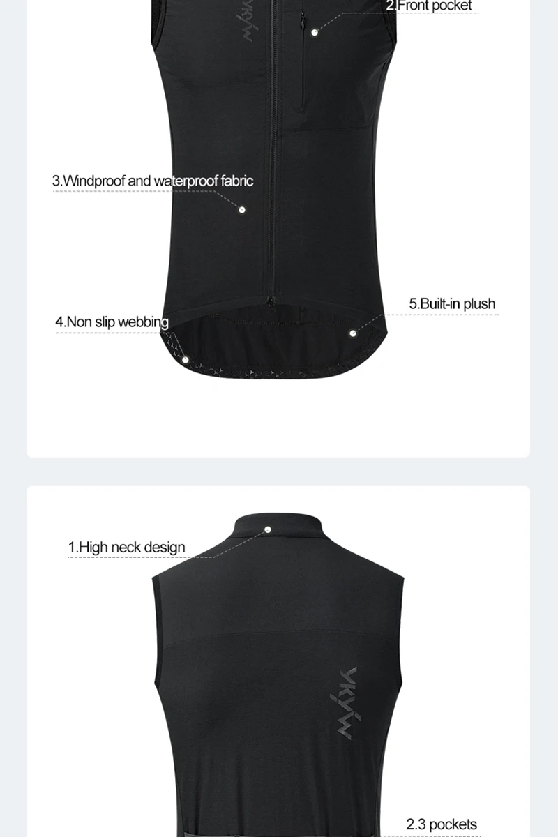 YKYWBIKE Men's Cycling Vest Winter Autumn Waterproof Windproof Bicycle Thermal Windbreaker Road Bike Gilet MTB Cycling Clothing