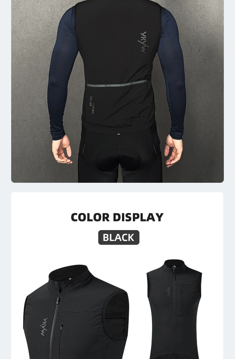 YKYWBIKE Men's Cycling Vest Winter Autumn Waterproof Windproof Bicycle Thermal Windbreaker Road Bike Gilet MTB Cycling Clothing