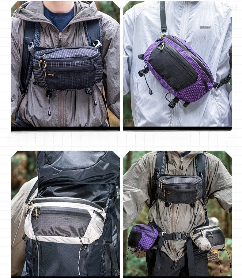 HIKEMAN Outdoor Chest Bag UHMWPE Cycling Sports Crossbody Bag Hiking Travel Hanging Pack for Backpack Expansion Upgraded V2.0